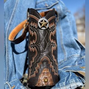 Cowboy Boot Bag Co Upcycled Cowboy Boot Purse One-of-a-Kind Artisan Leather Tote